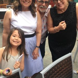 LOFT 12P dress w blue white stripe navy waist